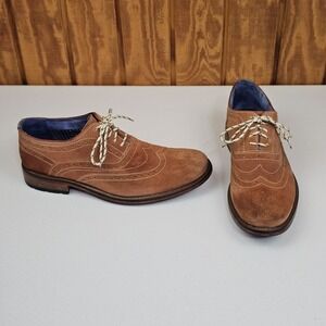 Ted Baker London Guri Mens Sz 10 Suede Wingtip Brogue Oxford Shoes Brown